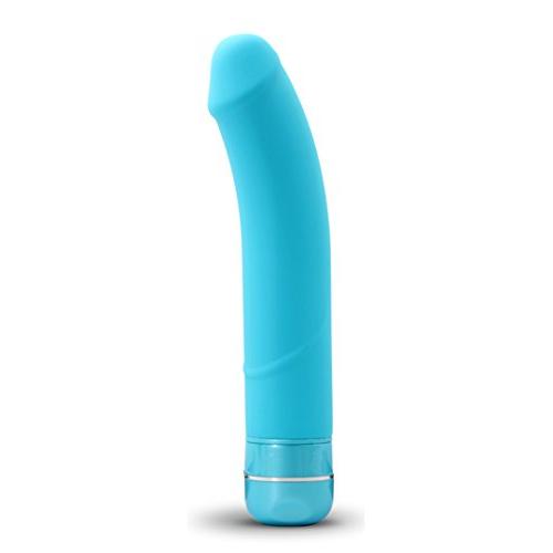8&quot Platinum Silicone Curved Vibrating Dildo - Waterproof - G Spot Stimulating Vibrator - Sex Toy for Women - Sex Toy for Adults (Blue)