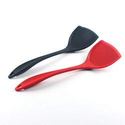 Hjyi Silicone Kitchen spatula non-stick pot special fried vegetables cooking shovel high temperature silicone kitchenware (black and red two-piece set)