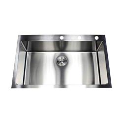 Single Sink 36 Inch Drop In Topmount Stainless Steel Kitchen Sink Package 16 Gauge Single Bowl Basin w/ 9 Gauge Deck Complete Sink Pack pppp107