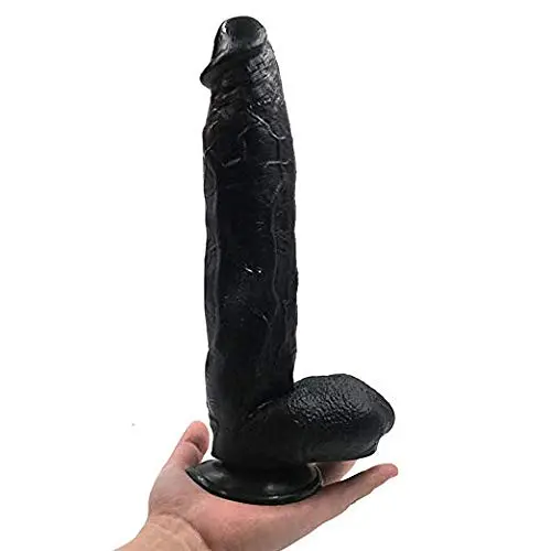 12in Body-Safe Silicone Luxury High Quality Black Huge D?ld? Waterproof Hands-Free Massage Wand Toys