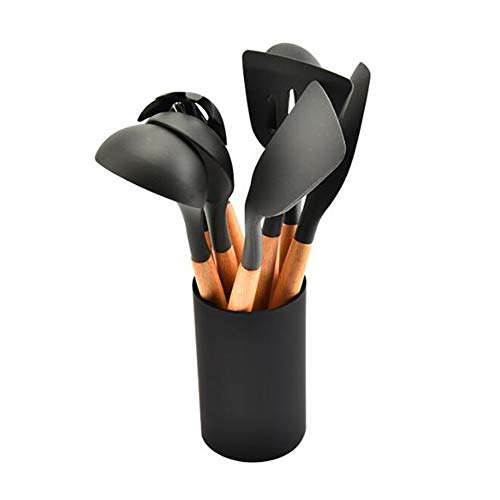 Kitchen Set 8 Piece Set Silicone Wooden Handle Kitchenware Nonstick Cookware Set Cooking Tools - Silicone Shovel Spoon Tool Set Shovel Soup Hedges Cooking Cookware