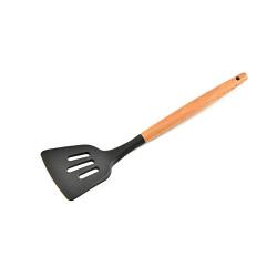 MYKUJA Silicone Kitchen Utensils Leakage Shovel Cooking Utensils Natural Wooden Handle Heat Resistant Non-Stick Pan Kitchenware Cookware Set Best Food Grade Silicon BPA Free Kitchen Tools