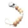 Modern Pacifier Clip for Baby - 100% BPA Free Silicone Beads (Natural) Binky Holder for Newborn - Infant Baby Shower Gift - Universal fit MAM - Philips Avent