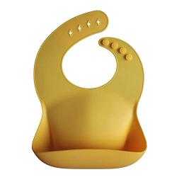 Mushie Silicone Baby Bib | Adjustable Fit Waterproof Bibs (Mineral Yellow)