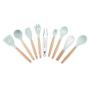 Cooking Utensils, Silicone Cookware Kitchenware Set Of 9 Kitchen Tools Fresh Blue (Without Storage Bin)
