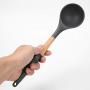 Non-Slip Cookware, Silicone Kitchenware Non-Stick Kitchen Cookware with Beech Handle - Soup Spoon