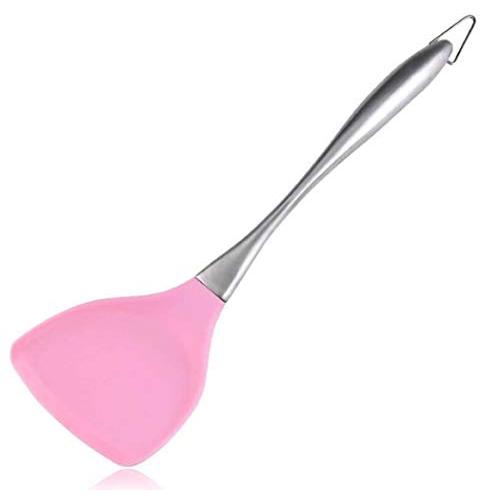Spatula Silicone Shovel Nonstick Cookware Spatula Stainless Steel Kitchenware High Temperature Cooking Shovel Silicone,Pink