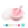 Bumkins Suction Silicone Baby Feeding Set, Bowl, Lid, Spoon, BPA-Free, First Feeding, Baby Led Weaning - Pink