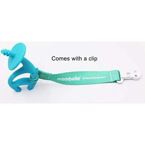 Mombella Dancing Elephant Soft Silicone Baby Teething Toy &Toothbrush/Gum Massager for teething pain relief,soft and durable. For baby teeth eruption period, 3M+. With a teether/pacifier clip.