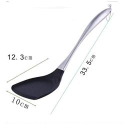 Stainless steel handle silicone shovel Non-stick silicone spatula kitchenware Cooking spatula Fried fish shovel cooking tool,Green