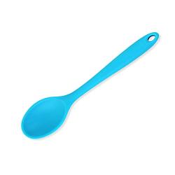 Kitchen Silicone Spoon 27cm Large Long Handle Cooking Baking Mixing Spoon Ladle Food Grade Silicone Cooking Utensils Kitchenware (Blue)