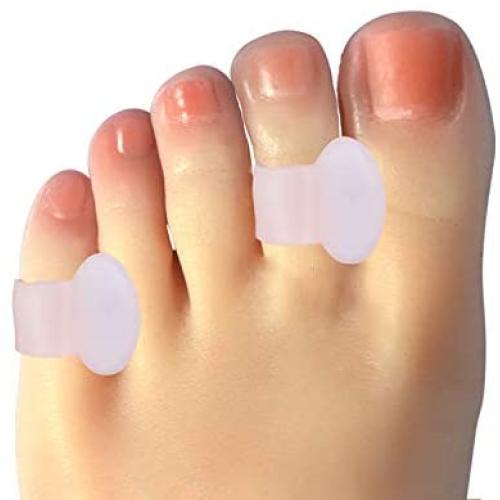 Hoogoo Pinky Gel Toe Separators, Silicone Toe Spacers, Small Toe Protector Spreader, Cushions for Curled Overlapping Separate Toe Correct