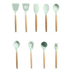 9pcs Silicone Utensils Cooking Utensil Set, Non-Stick Pan, Heat Resistant, Beech Silicone Baking Set, Hygienic, Kitchen, Cooker Cooking, Kitchenware Set.