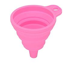 ZLF Kitchenware Small Silicone Folding Funnel Kitchen Tool for Liquid and Powder Transfer Long Neck Mini Telescopic Folding Heat-Resistant Funnel,Pink