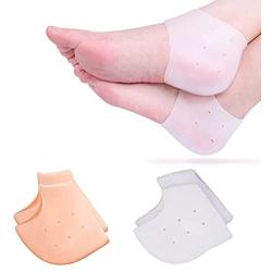 Heel Protectors Silicone, 2 Pairs Gel Heel Pads Cushion for Blister Prevention Achilles Tendinitis, Heal Dry Cracked Heels Plantar Fasciitis Inserts, Breathable Heel Cups for Heel Pain, Men and Women