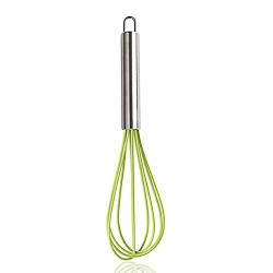 Manual Egg Beater Stainless Steel Kitchen Egg Beater 10 Inch Milk Bubbler Silicone Kitchenware Kitchen utensils Kitchen supplies (Color : Green)