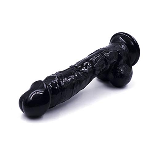 HYLHYL5-F Silicone Flexible Medical-Grade Super Realistic Stick Ultra-Soft Realistic Toy with Suction Cup (Black, L:23cm/7.48 in, W:4.5cm/1.57 in)