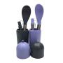 irowU Stainless Steel Reusable Drinking Straw Silicone Tips Retractable Silicone Spoon with Cleaning Brush (2, grey +purple)