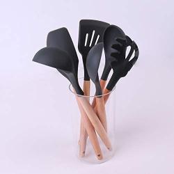 JunbosiKitchenware Silicone Kitchenware Set of 9 Nonstick Cookware Spoon Tool Set Shovel Soup Fishing Hedgeware Green Cooking Cookware