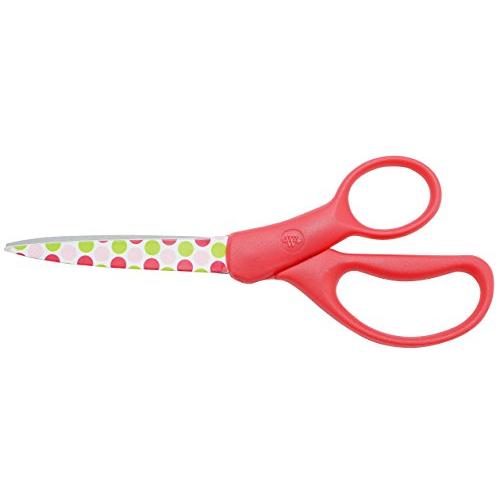 Westcott 8" Straight Holidazed Scissors, Red Handle with Dots on Blade