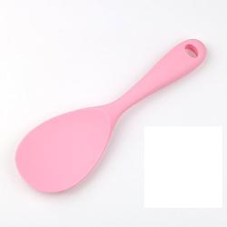 Dana Carrie Stainless Steel Kitchenware kitchen spatula 304 stainless steel silicone kitchen utensils heat resistant silicone spatula non-stick inner pot, Pink Rice scoop
