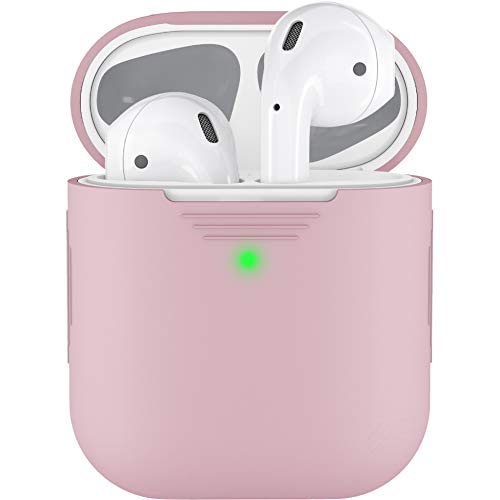 PodSkinz AirPods 2 & 1 Case [Front LED Visible] Protective Silicone Cover and Skin Compatible with Apple AirPods (Pretty in Pink)