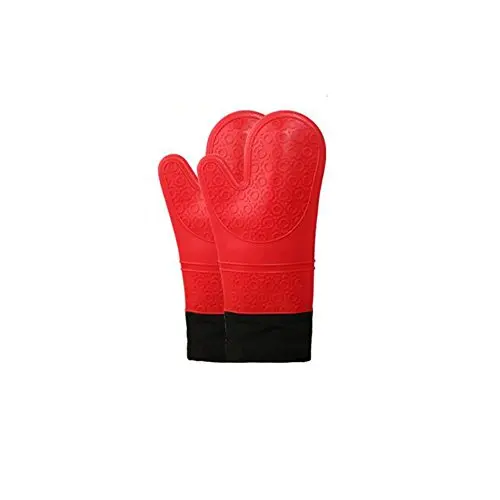 GuiXinWeiHeng shoutao Silicone Plus Cotton oven insulated gloves, high temperature resistant kitchen baking gloves, 3