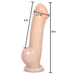 Eden 6 Inch Harness Compatible Silicone Dual Density Dildo with Soft Base, Toffee