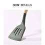 CWXDIAN Solid wood handle silicone kitchenware set combination nonstick cooking tool set, 7 sets