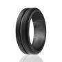 ROQ Silicone Wedding Ring for Men - 4 Packs or 1 Single Ring Mens Silicone Rubber Wedding Bands, Engraved Middle Line Beveled Edge Style, Metal & Vivid Matte Colours