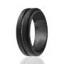 ROQ Silicone Wedding Ring for Men - 4 Packs or 1 Single Ring Mens Silicone Rubber Wedding Bands, Engraved Middle Line Beveled Edge Style, Metal & Vivid Matte Colours