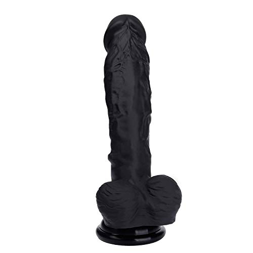 HAOZICH Realistic Silicone Soft D?ld? with Strong Suction Cup Massager Wand Cock Toy High Quality Silicone Material (Color : Skin Color, Black) HAOZICH (Color : Black)