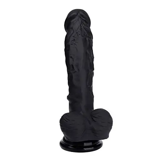 HAOZICH Realistic Silicone Soft D?ld? with Strong Suction Cup Massager Wand Cock Toy High Quality Silicone Material (Color : Skin Color, Black) HAOZICH (Color : Black)