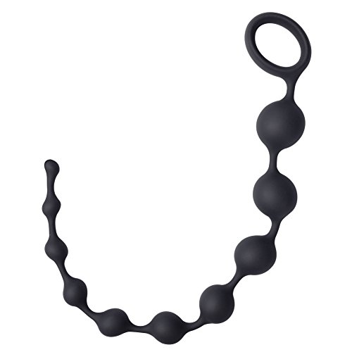 Cob Silicone Anal Beads Body Safe Butt Plug with Beads Sex Toy for Anal Players 13.9&quot (Black)