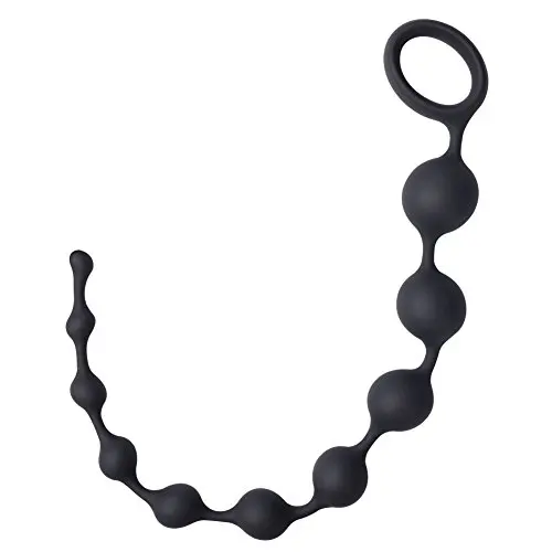 Cob Silicone Anal Beads Body Safe Butt Plug with Beads Sex Toy for Anal Players 13.9" (Black)