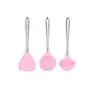 Silicone Kitchenware Three-piece Set High Temperature Resistant Stainless Steel Silicone Kitchenware (Color : Pink)