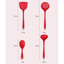 Kitchen Silicone Kitchenware Set of 4, Cooking Silicone Appliance Set, Non-Stick Heat-Resistant Silicone Silicone Spoon Shovel Kitchen Supplies Kitchen Set, black