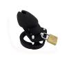 Mens Silicone Equipment Control cage with 5 Rings (Black)