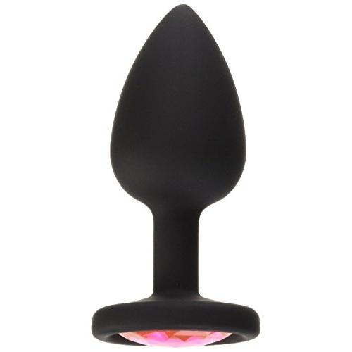 Doc Johnson Booty Bling - Spade Shaped Silicone Anal Plug with Jeweled Base - 3&quot Long and 1.2&quot Wide - Small - Pink Jewel