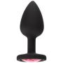 Doc Johnson Booty Bling - Spade Shaped Silicone Anal Plug with Jeweled Base - 3&quot Long and 1.2&quot Wide - Small - Pink Jewel