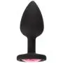 Doc Johnson Booty Bling - Spade Shaped Silicone Anal Plug with Jeweled Base - 3" Long and 1.2" Wide - Small - Pink Jewel
