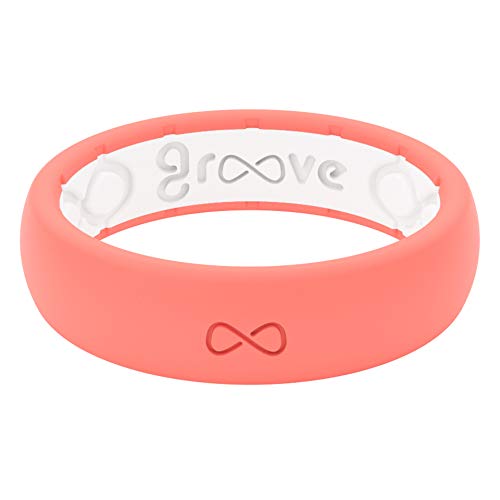 Groove Life - Silicone Ring for Men and Women Wedding or Engagement Rubber Band with Lifetime Coverage, Breathable Grooves, Comfort Fit, and Durability - Thin Solid
