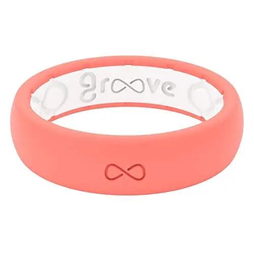 Groove Life - Silicone Ring for Men and Women Wedding or Engagement Rubber Band with Lifetime Coverage, Breathable Grooves, Comfort Fit, and Durability - Thin Solid