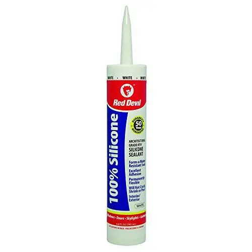 Red Devil 081612 Architectural Grade 50 Year 100% Silicone Sealant, White, 9.8 oz Cartridge, Case of 12