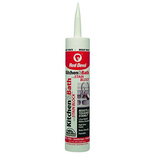Red Devil 0750 DuraGuard Plus Kitchen and Bath Sealant, 10.1 Oz, Hdpe Cartridge, Smooth, Colored Paste, White