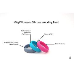 M?gi - Silicone Rings for Women - Rubber Wedding Bands - Fitness Ring - Silicone Wedding Rings - Womens Silicone Wedding Band - Single Black or Set of 3-2mm Thickness