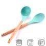 Silicone Cooking Utensils, 9pcs Nonstick Kitchenware with Wooden Handle for Home Restaurant Hotel Mint Green