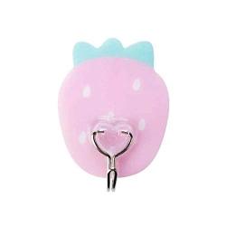 MOVEmen Hooks Cartoon Cute Wall Hook Seamless Reusable Scratch Wall Hook for Kitchen Bathroom Ceiling Storage Hook Jewelry Stand Towel Hook Kitchenware Storage Rack Drain Rack Keychain Hook (Pink)