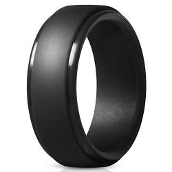 ThunderFit Silicone Rings for Men - 4 Rings / 1 Ring Step Edge Rubber Wedding Bands 10mm Wide