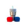 O-Sip! Silicone Straw Lids- XL Size (Pk of 3), Stretches to Cover Tumblers, Large Cups and Mugs, Yeti Rambler, Mason Jars; Spill Proof, Reusable, Durable, Replacement Lid Accessory (Red,Navy,Gray)
